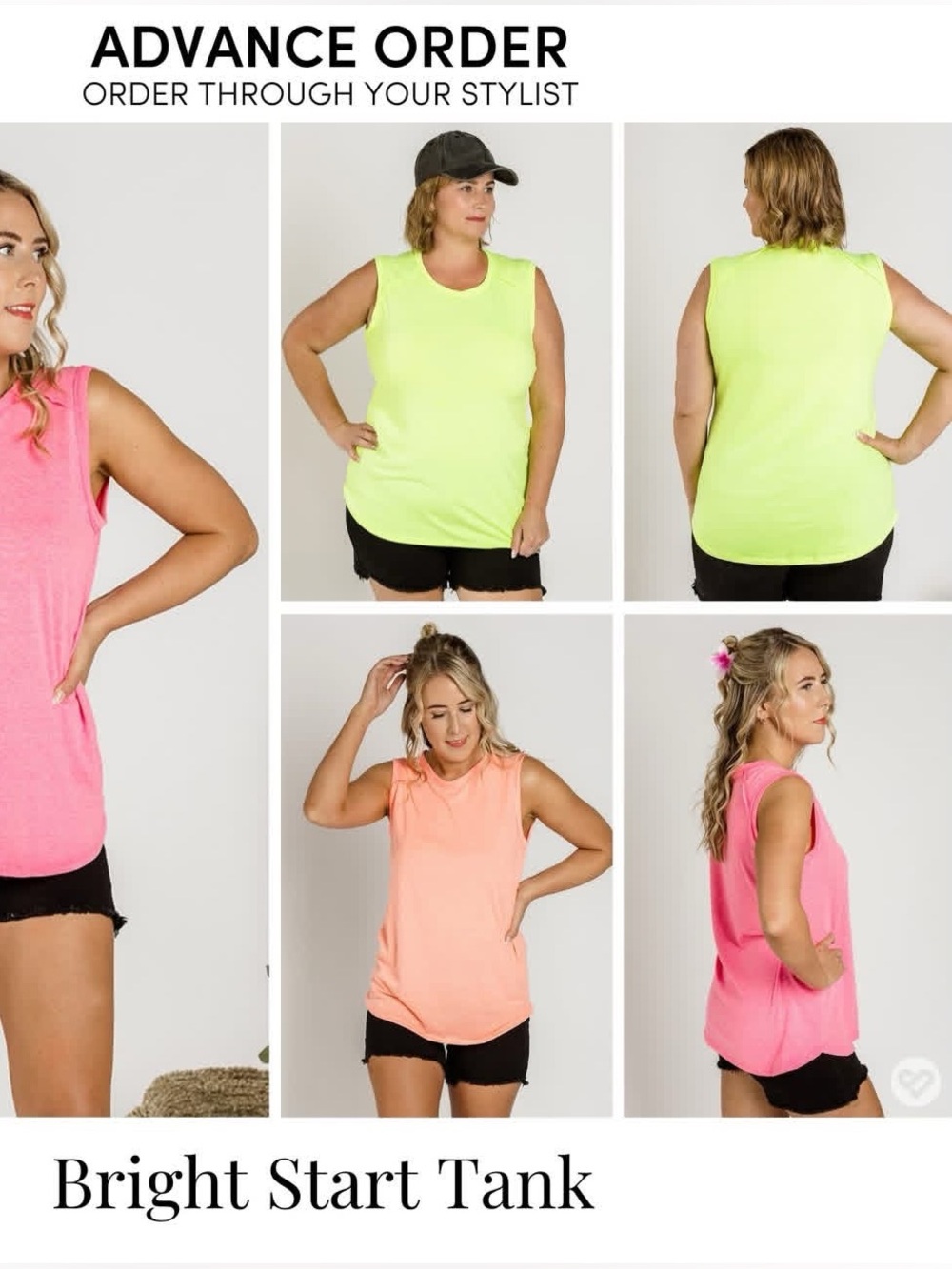 Bright Start Tank🍒 Highlighter Yellow, Size Small